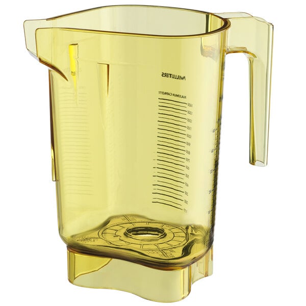 a yellow plastic container with a handle