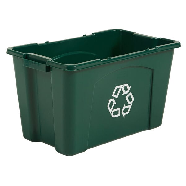 Rubbermaid FG571873GRN 18 Gallon Green Rectangular Curbside Recycling Bin