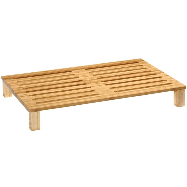 A GET Enterprises bamboo platform with slats.