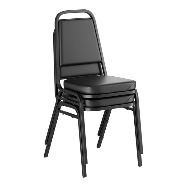 Lancaster Table & Seating Black Stackable Chair with 2" Padded Seat