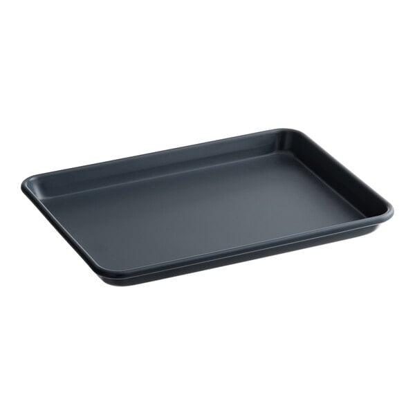 Baker's Lane Quarter Size 19-Gauge Non-Stick 9 1/2" x 13" Gray Wire in Rim Aluminum Bun / Sheet Pan / Tray