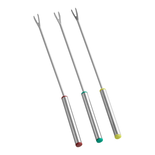 Fox Run 9 1/2" Stainless Steel Fondue Forks with Color Coded Handles - 12/Pack