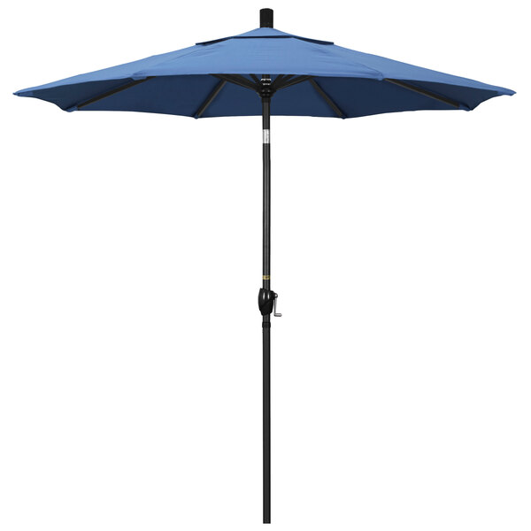 a blue umbrella with a pole