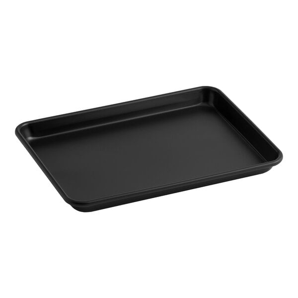 Baker's Lane Quarter Size 19-Gauge Non-Stick 9 1/2" x 13" Black Wire in Rim Aluminum Bun / Sheet Pan / Tray