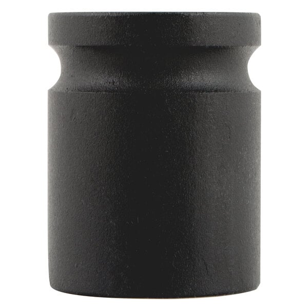 A black cylinder with a white cap.