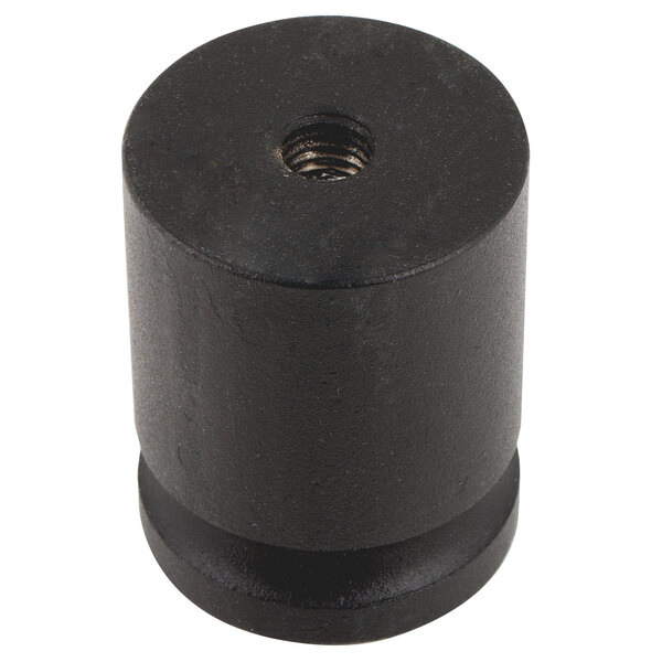 A black metal cylinder with an open end and a screw.