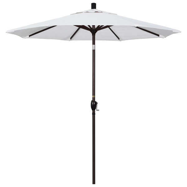 a close up of a white umbrella
