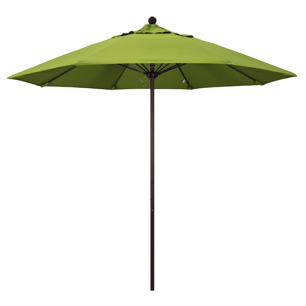 a green umbrella with a black pole