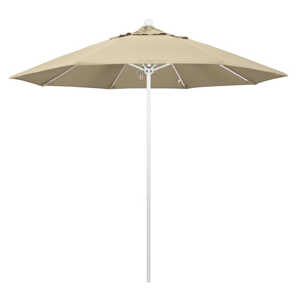 A close-up of a California Umbrella with a tan Pacifica canopy.