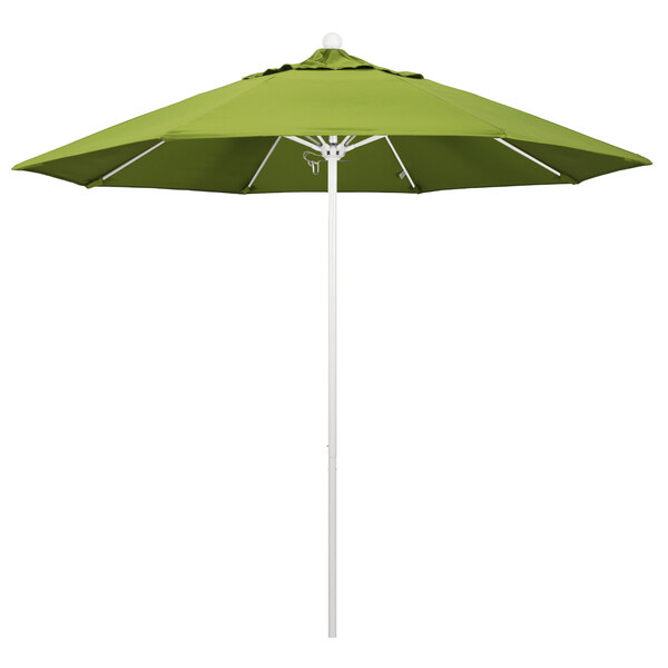 a green umbrella with a white pole