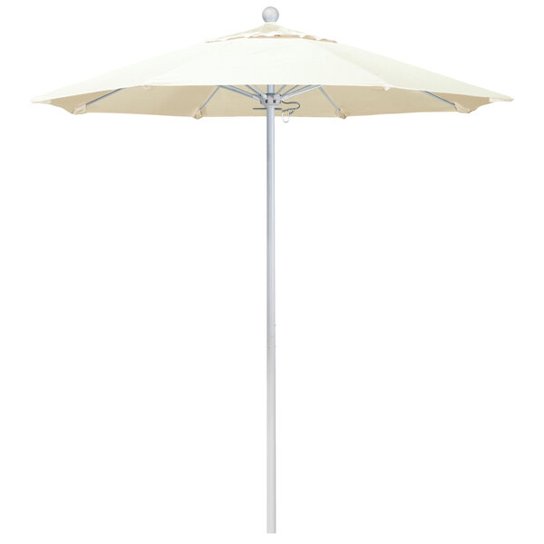 a close up of a white umbrella