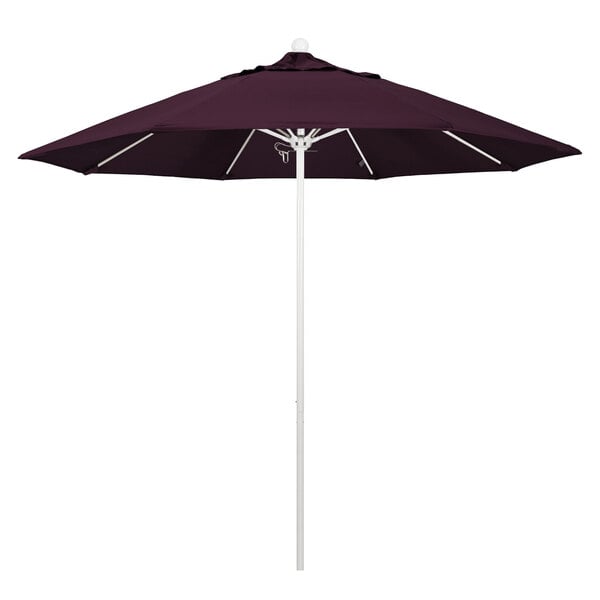 A purple California Umbrella ALTO Pacifica canopy on a white pole.