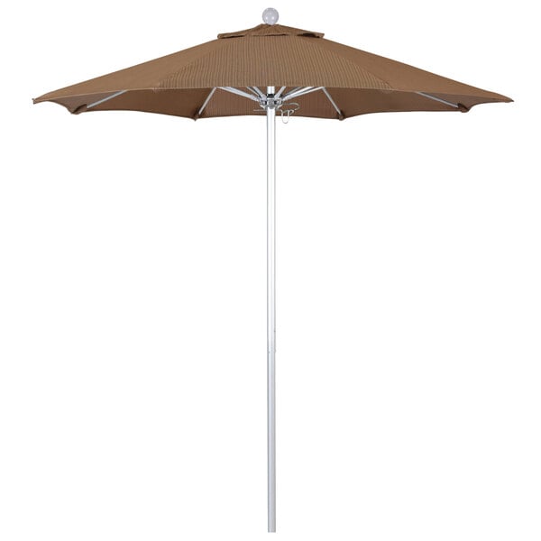 a brown umbrella on a white background