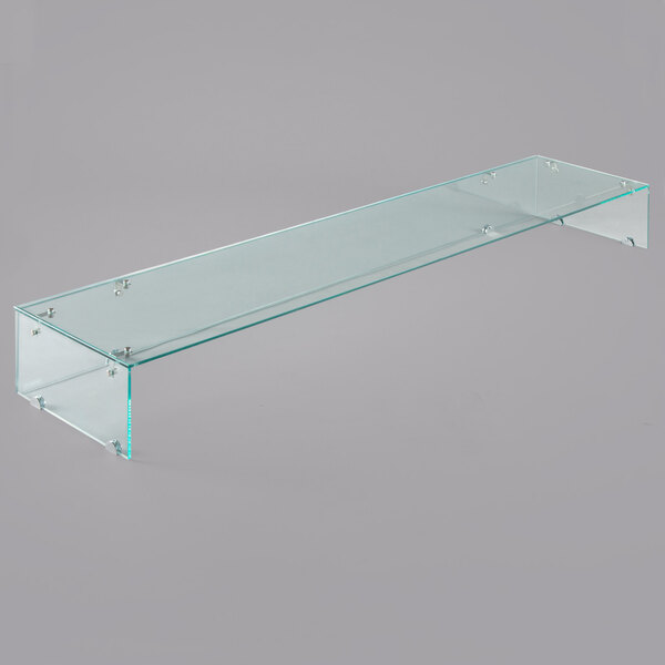 An Avantco countertop refrigerated prep rail with a clear glass sneeze guard.