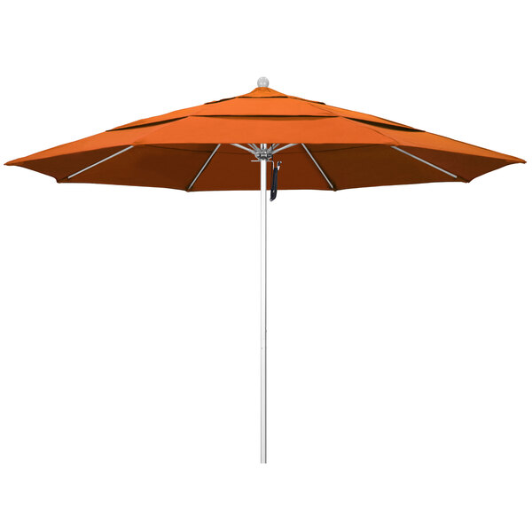 A Pacifica Tuscan canopy with an orange California Umbrella atop a white pole.