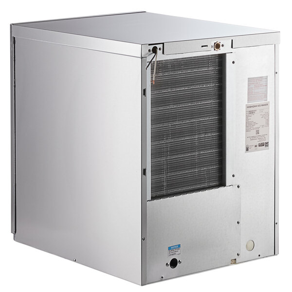 A silver rectangular Hoshizaki air cooled ice machine.