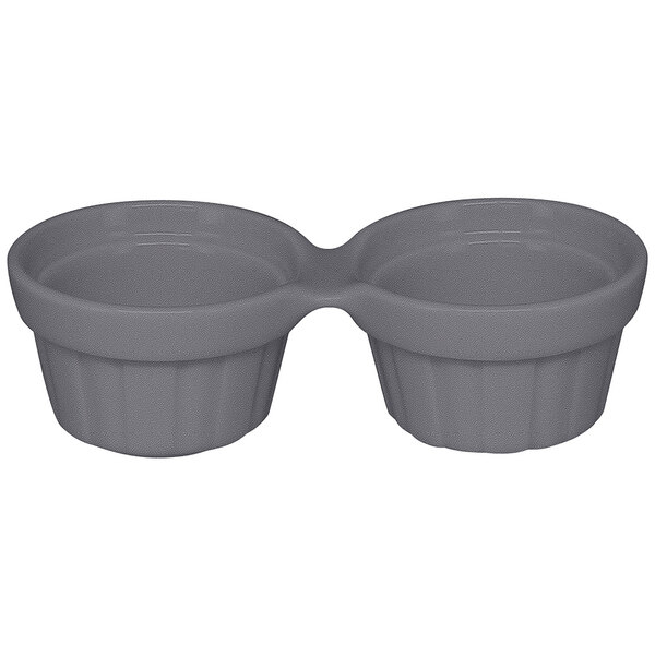 A grey RAK Porcelain double ramekin.