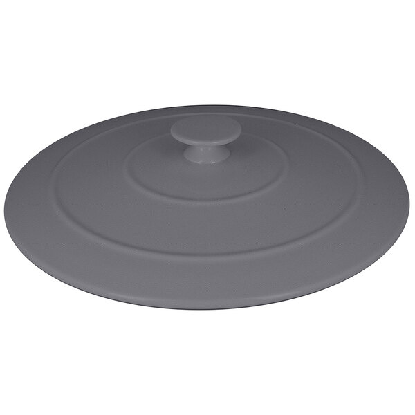 A stone gray RAK Porcelain Chef's Fusion cocotte lid with a handle.