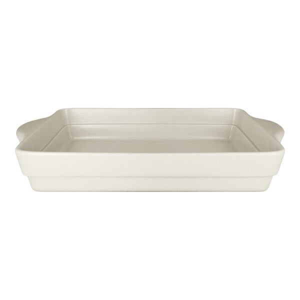 RAK Porcelain Chef's Fusion 95.7 oz. Sand White Rectangular Porcelain Tureen - 3/Case