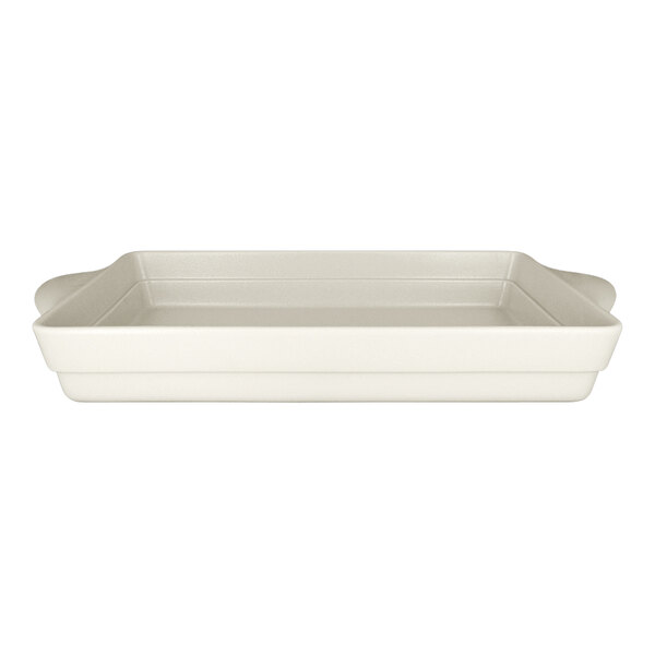 RAK Porcelain Chef's Fusion 135.25 oz. Sand White Rectangular Porcelain Tureen - 3/Case