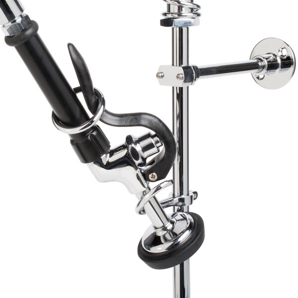 A metal Equip by T&amp;S pre-rinse faucet pole.