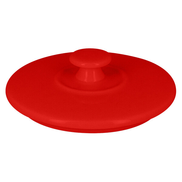 a red lid with a round top
