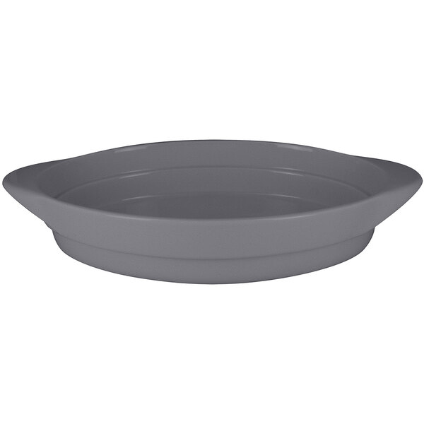 A grey oval RAK Porcelain Chef's Fusion serving dish.