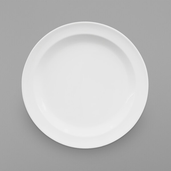 An Elite Global Solutions white melamine plate.