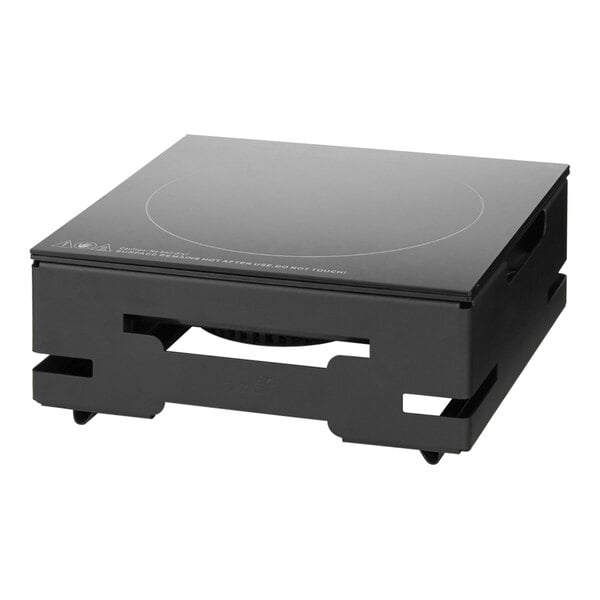 A black square Rosseto countertop induction heater with a circle on top.