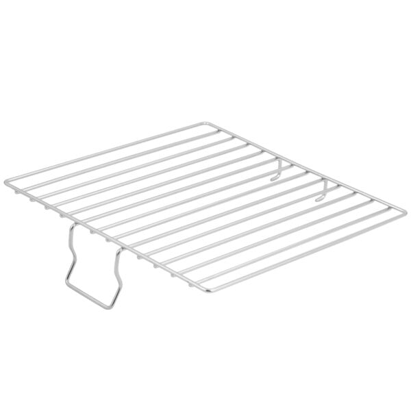 A Bon Chef stainless steel square grill top rack with a wire grid.
