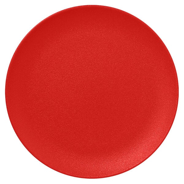A RAK Porcelain Neo Fusion ember red coupe plate.