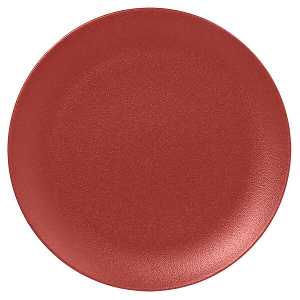 a red plate on a white background