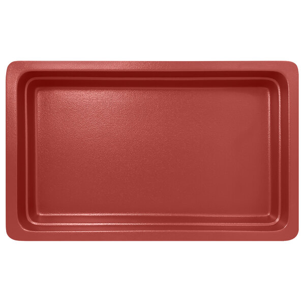 A red rectangular RAK Porcelain Neo Fusion gastronorm pan with a white background.