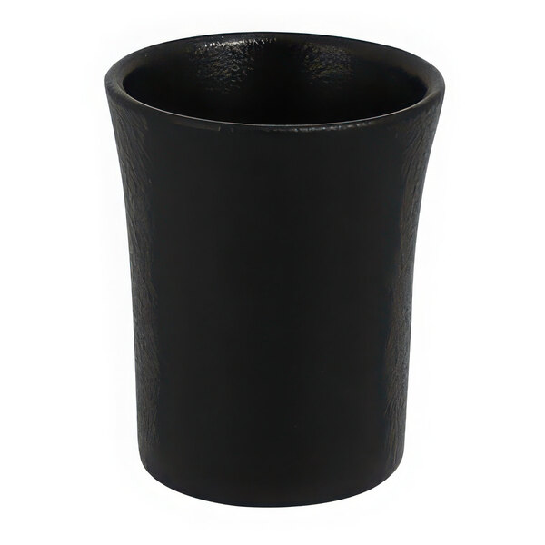 A black RAK Porcelain cup with a white background.