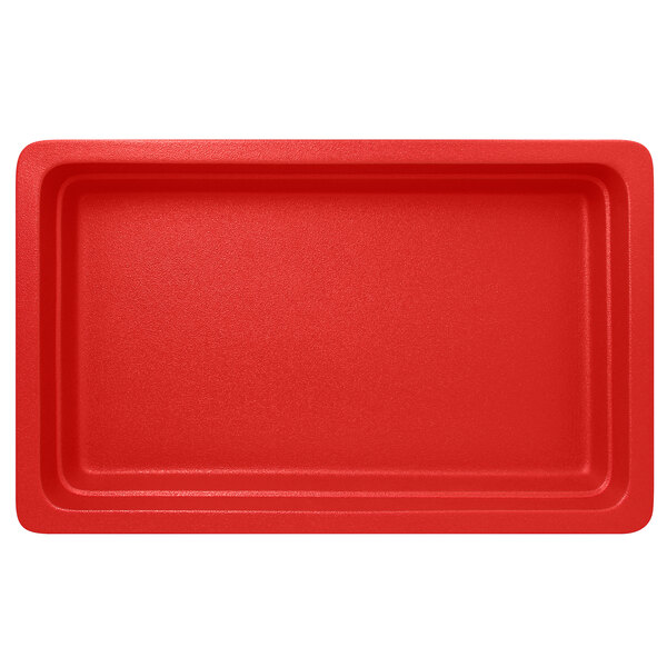 a red rectangular object with a white background