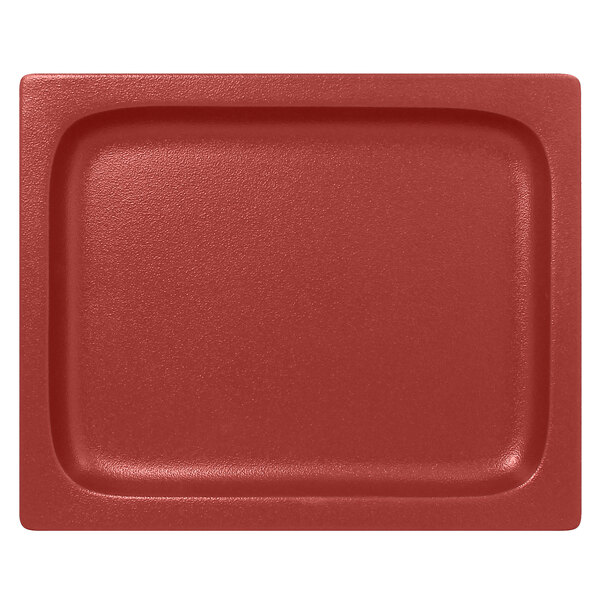 A red rectangular RAK Porcelain Neo Fusion gastronorm pan with a white background.