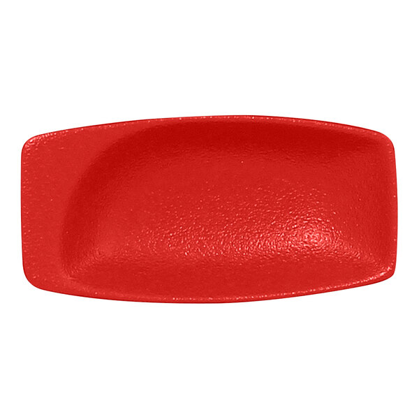 A red rectangular RAK Porcelain mini dish.