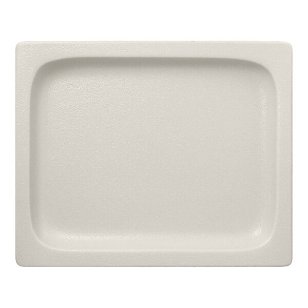 A rectangular sand white porcelain gastronorm pan.