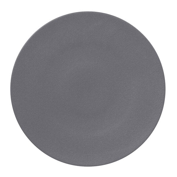 A stone gray RAK Porcelain Neo Fusion flat plate.