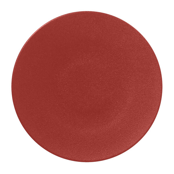 A red RAK Porcelain Neo Fusion flat plate on a white background.