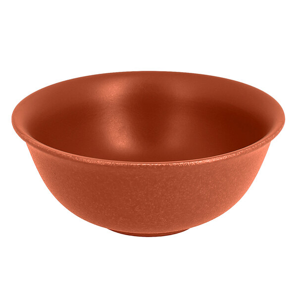 A RAK Porcelain brown bowl with a white background.