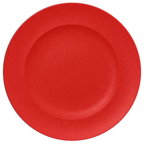 A RAK Porcelain Ember Red flat plate with a white background.