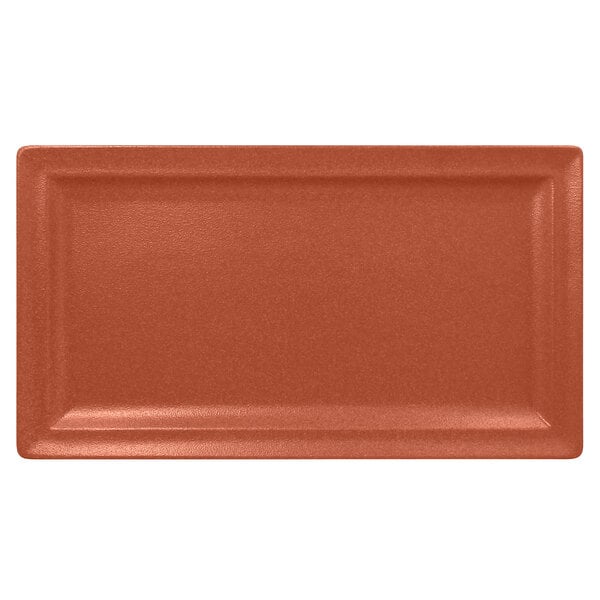 A RAK Porcelain rectangular flat plate in terra brown.