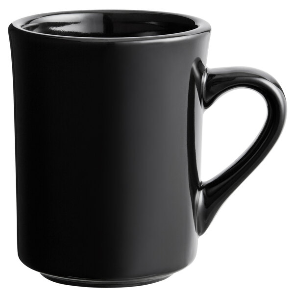 Acopa 8 oz. Black Tiara Stoneware Mug - 12/Pack