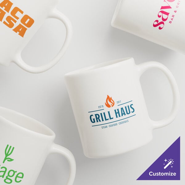 Acopa 12 oz. Customizable Ivory C-Handle Stoneware Mug - 36/Case