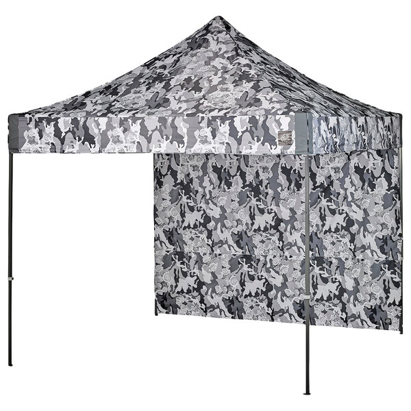 a grey and white tent