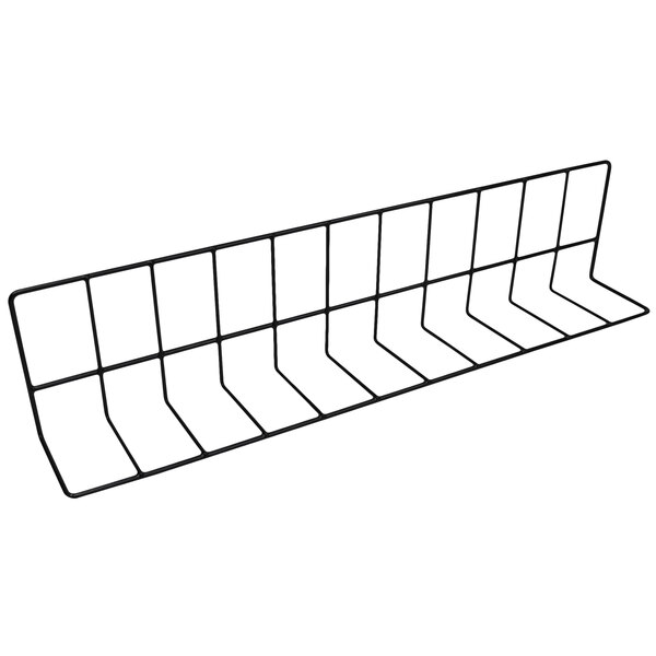 A black wire divider for shelves.