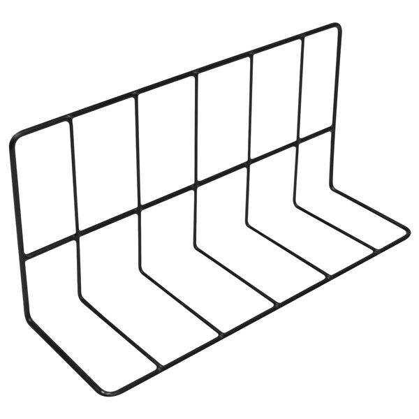a black wire rack with six rows of lines