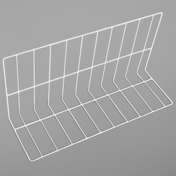 A white rectangular wire divider on a gray surface.