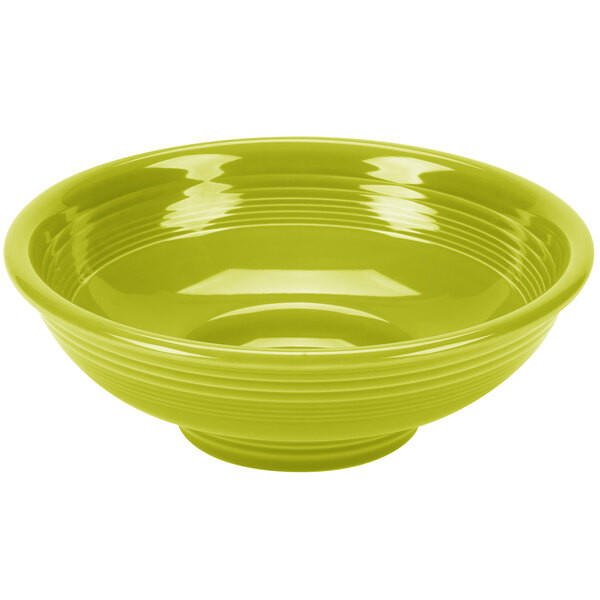 A Lemongrass Fiesta china pedestal serving bowl.